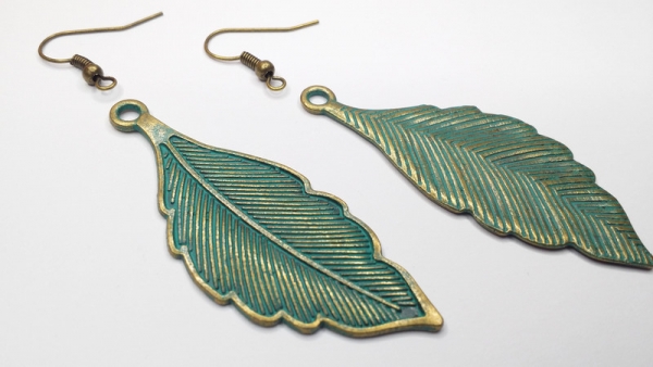Blatt Ohrringe Vintage Optik bronzefarben Baum